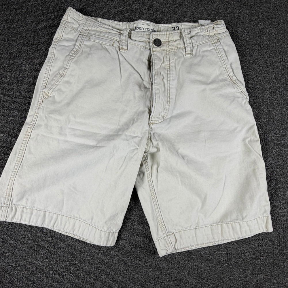 Abercrombie & Fitch Shorts Mens 33 Classic Chino Stone Beige Cotton EUC